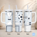 Football Game Team Vacuum Flasks 40oz Stainless Steel Insulated Tumbler with Handle Straw Leakproof Cup Daily Travel Mug