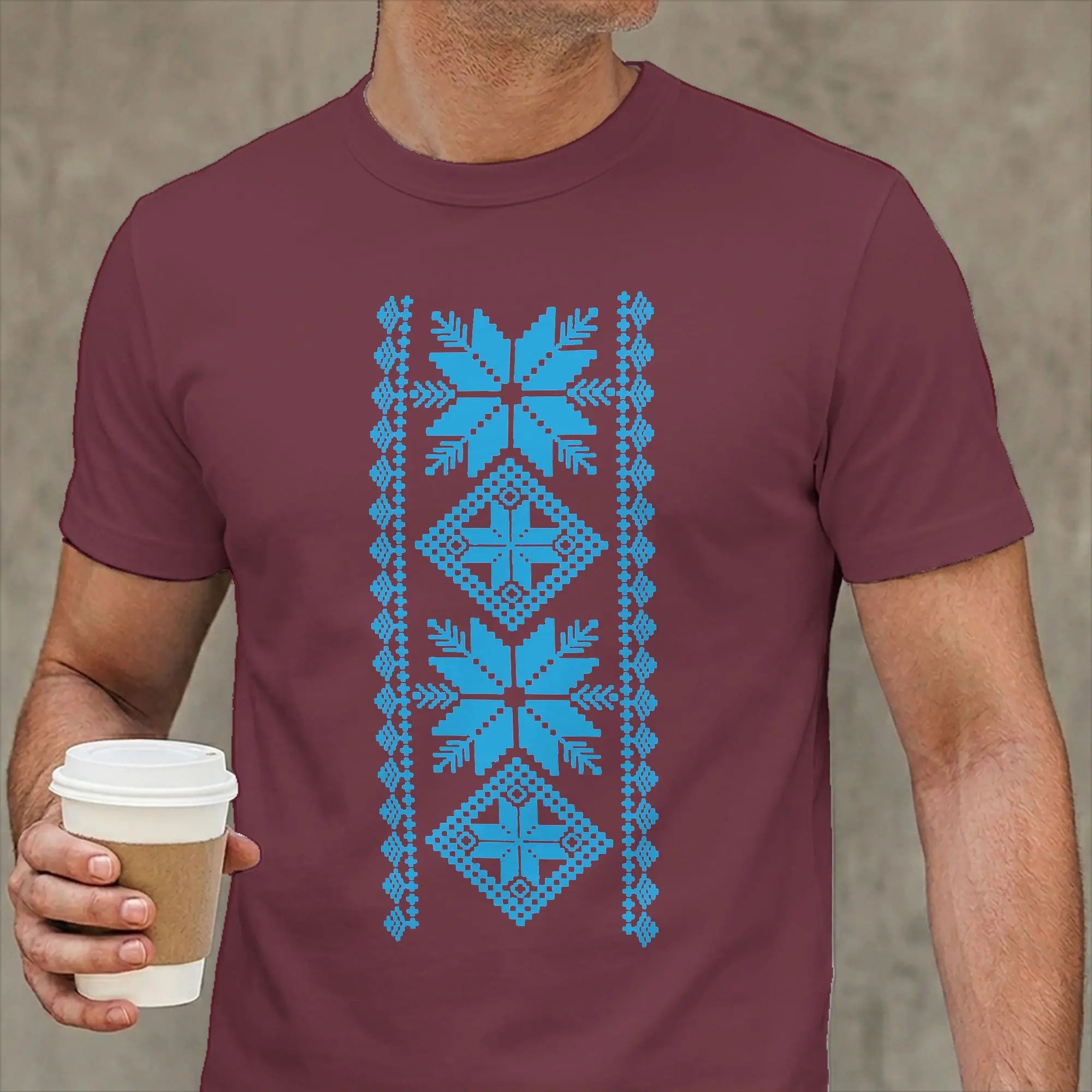 Ukrainian Vyshyvanka T-Shirts for Men Symbols of Ukraine Funny 100% Cotton Tee Shirt Crewneck Short Sleeve T Shirt Clothes