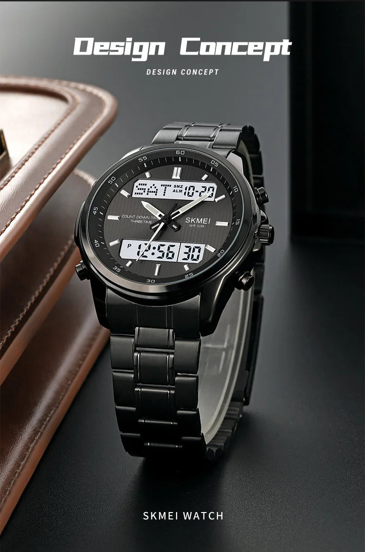 SKMEI 2049 Brand Electronic Watches for Man Fashion Large Dial Wristwatch Luminous Alarm Clock Calendar Casual Men Digital Watch