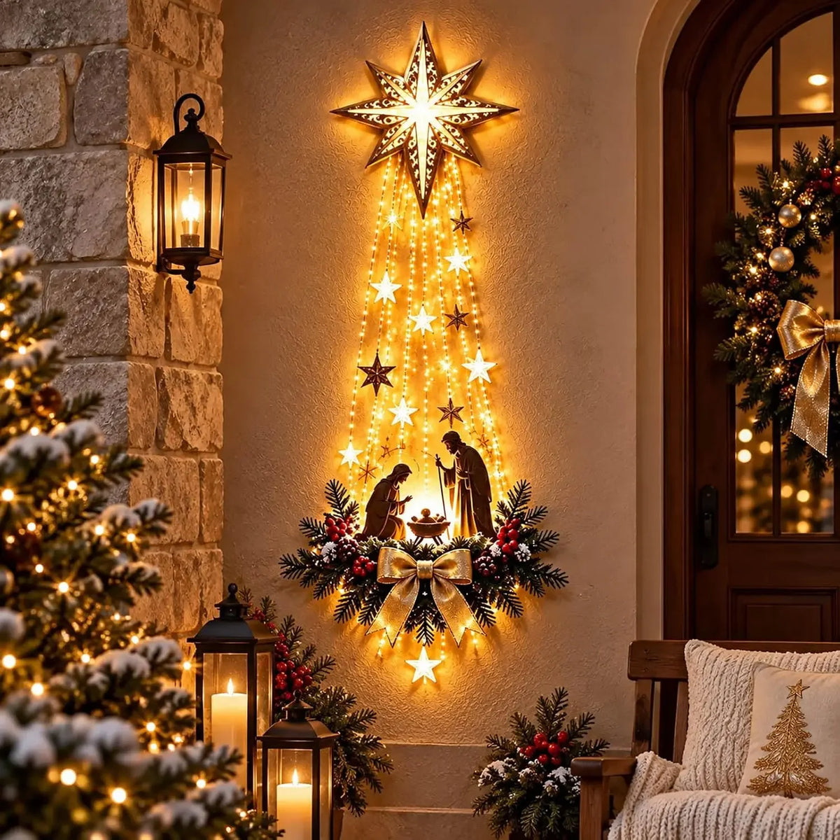 Heavenly Angel Wings Nativity Light – Lighted Nativity Wall Decor,Faith Inspired Holiday Decoration for Christmas Home Decor
