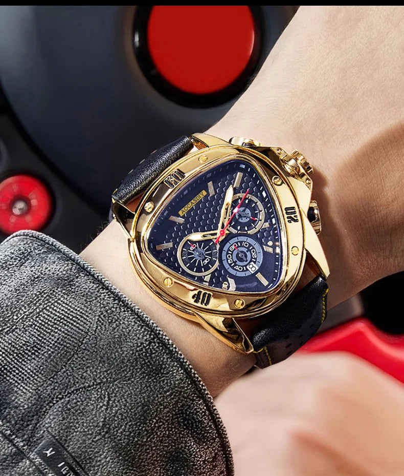 New Cool Triangle Watch Men Top Luxury Chronograph Watches Waterproof Quartz Wristwatches Gifts Relogio Masculino Drop Shipping