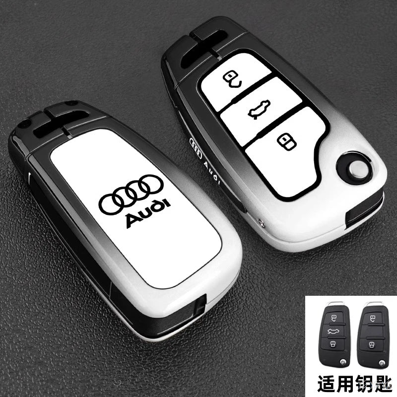 3 Button Metal Car Key Case Cover Key Protect Shell For Audi A3 A4 Q3 Q5 TT A1 A4L A5 Q5L Q7 A6L A7 A8L A6 S3 S4 RS5 RS Sticker