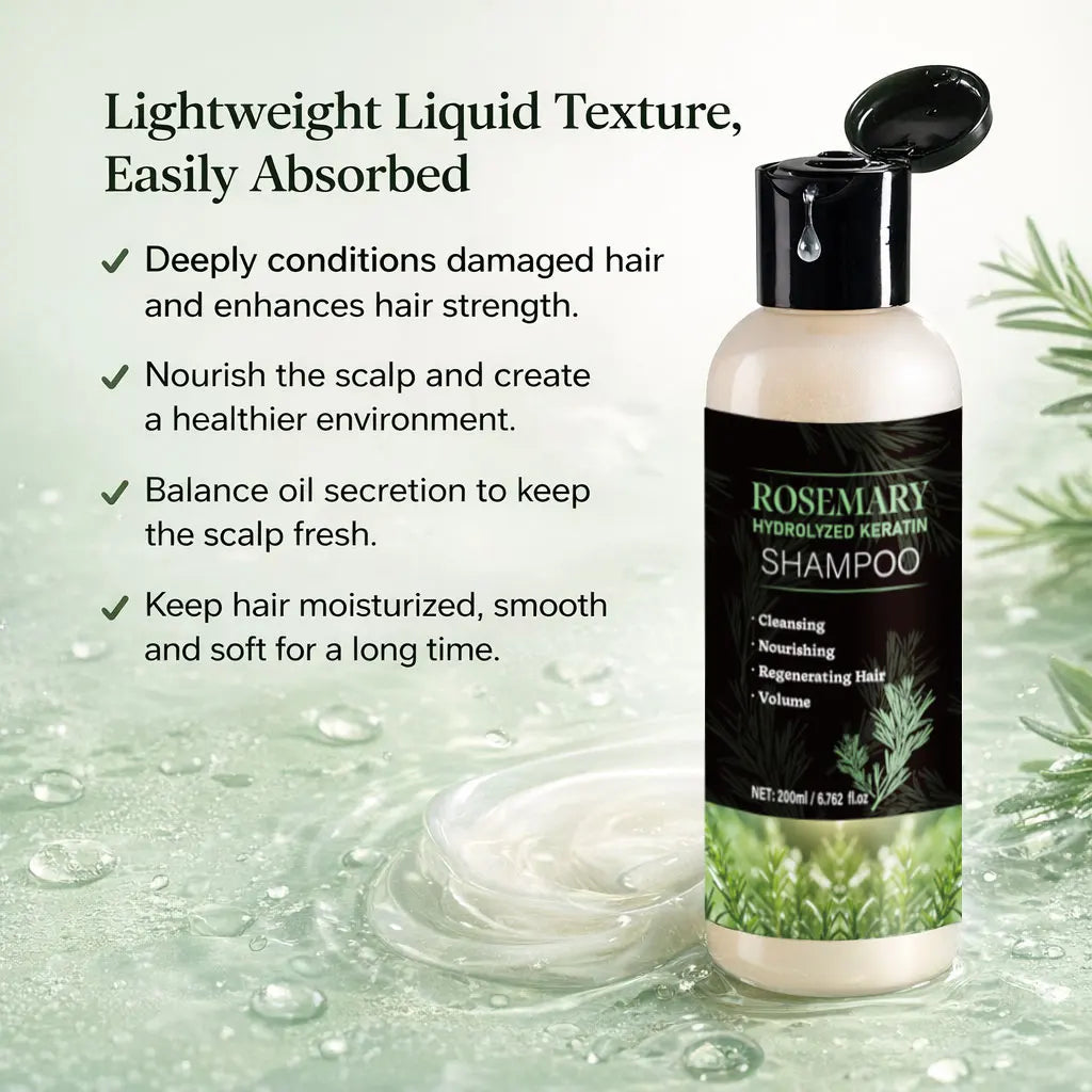 200ml Organic Rosemary  Shampoo Hair Growth for Women and Men,Natural Thickening & Strengthening Shampoo with Hydrolyzed Keratin