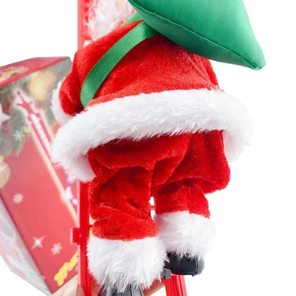 Electric Climbing Ladder Santa Claus Doll with Music, Christmas Tree Hanging Ornament, 2026 New Year Home Decor, Kids Xmas Gift