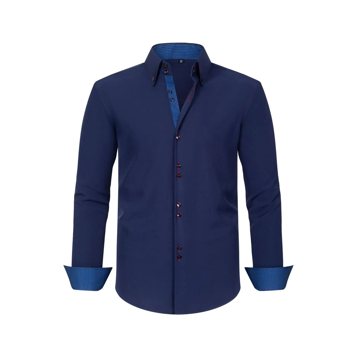 Long Sleeve Casual Shirt For Man Solid Color Patchwork Collar Chic Elegant Double Breasted Men Top Clothing Fashion Streetwear
