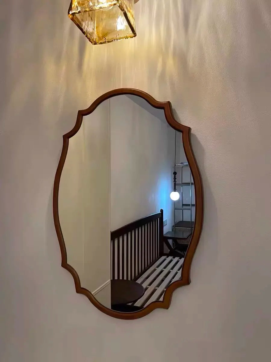 Retro Wall Mounted Bathroom Decorative Mirror French Light Luxury Bathroom Mirrors Hotel Home Furnishings Espejos De Baño