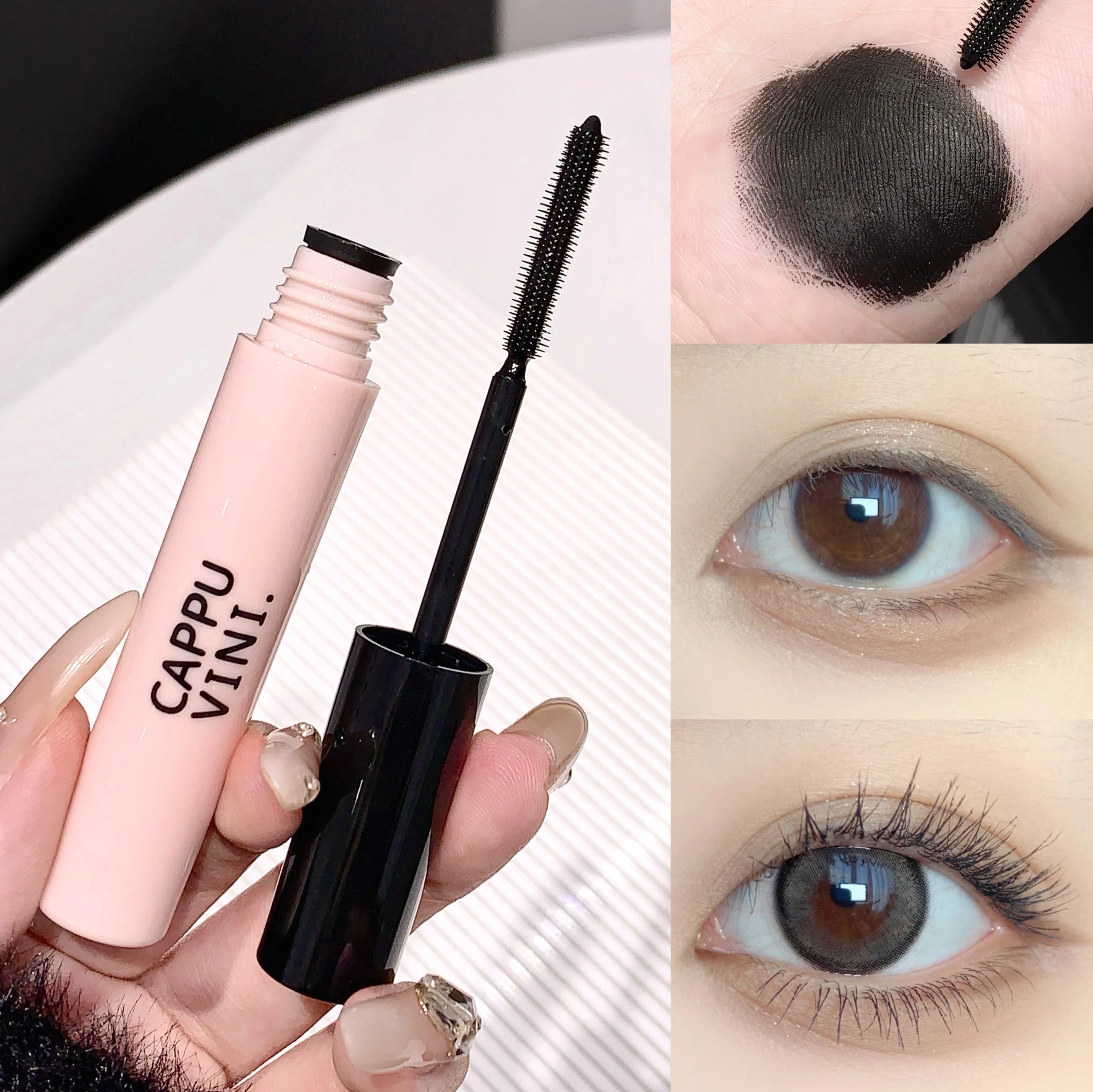 Cappuvini Mascara, Waterproof & Smudge-Proof, 3D Lashes Lengthening & Curling, Voluminous, Long Lasting, Affordable