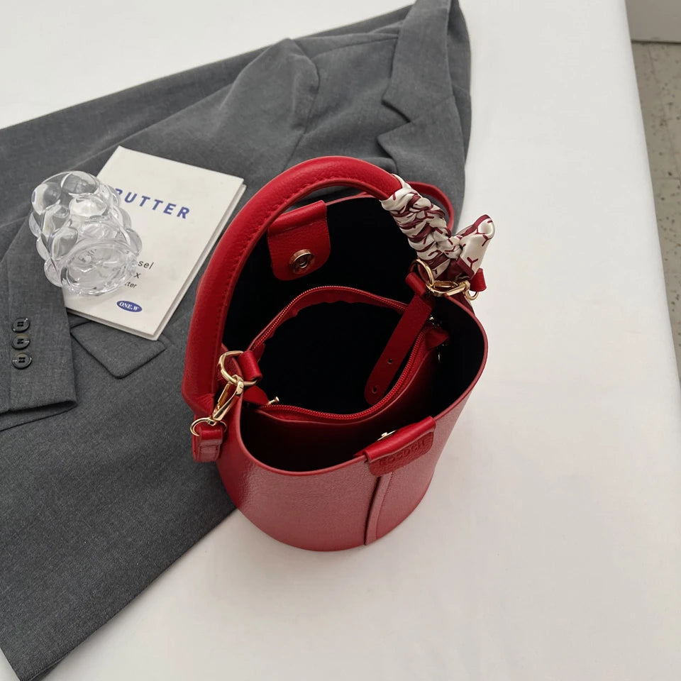 Hot Selling Simplicity High-End Women's Crossbody Bag Pu Material Versatile Bucket Bag Fashion Handbag Commuting