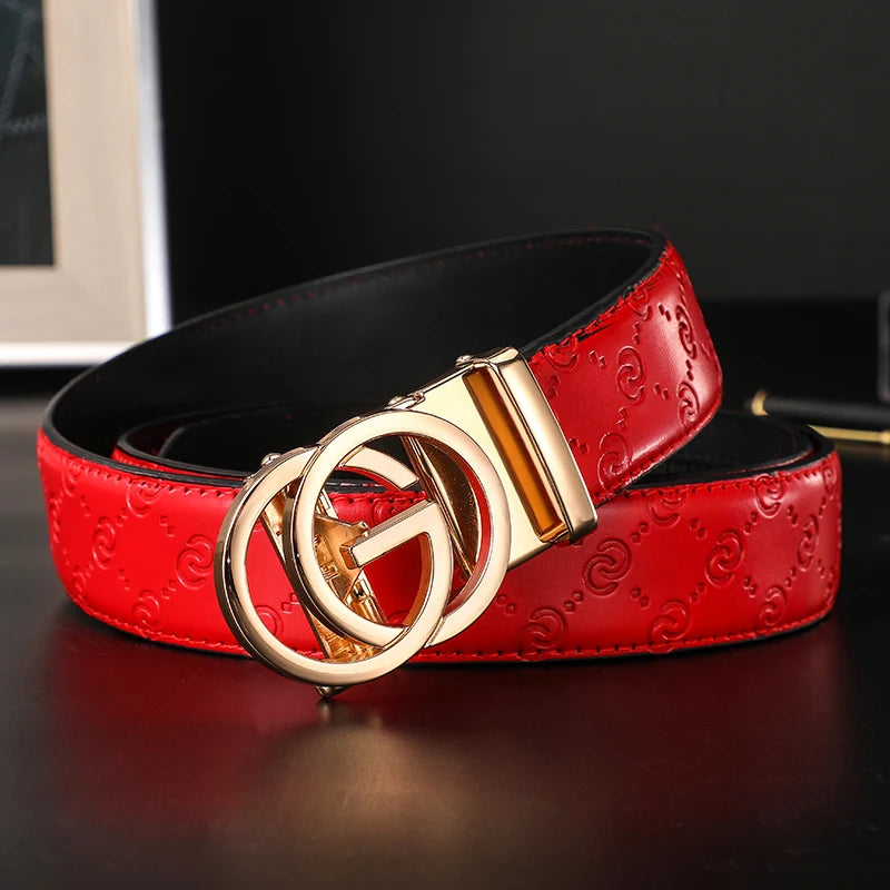 2025 High Quality New 3.4cm Belt women Luxury Automatic Buckle Leather Strap for men Belt Designers Brand Male Belt for jeans