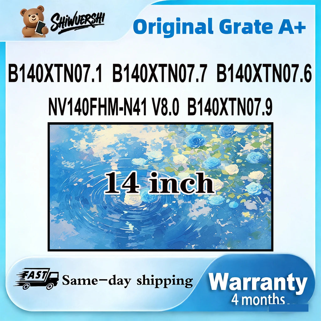 Original New A+ 14 inch Slim Laptop Lcd Screen Panel NV140FHM N41 V8.0 B140XTN07.9 B140XTN07.1 B140XTN07.7 B140XTN07.6