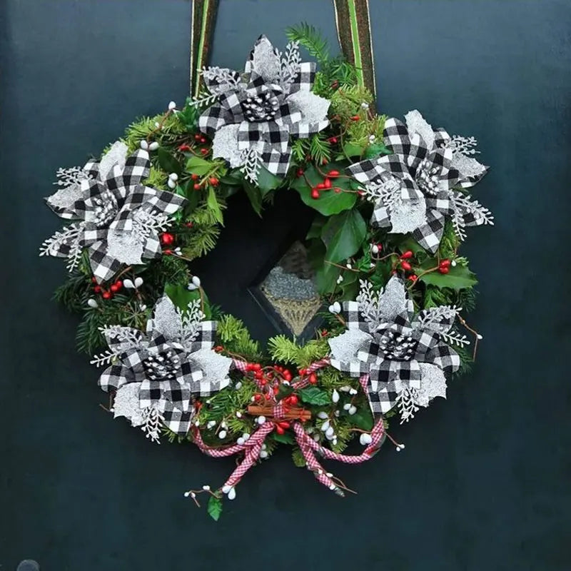 Glitter Artifical Christmas Flowers Mreey Christmas Tree Decoration Happy New Year Ornaments Xmas Fake Flowers Natal