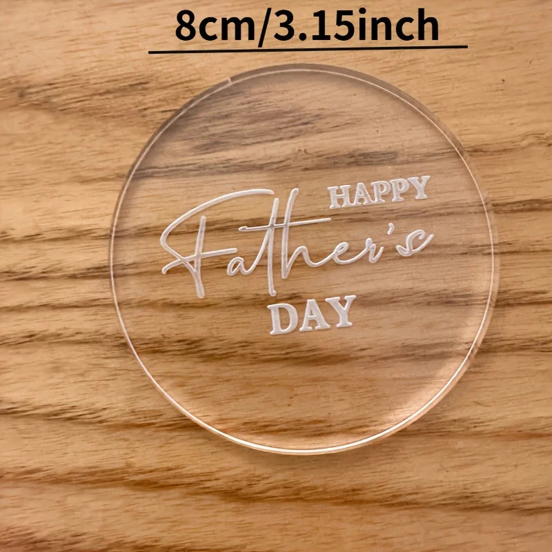 Happy Mother's Day / Father's Day Acrylic Cookie Embosser Stamp - Fondant Cake Decorating Tool for Baking DIY Gifts