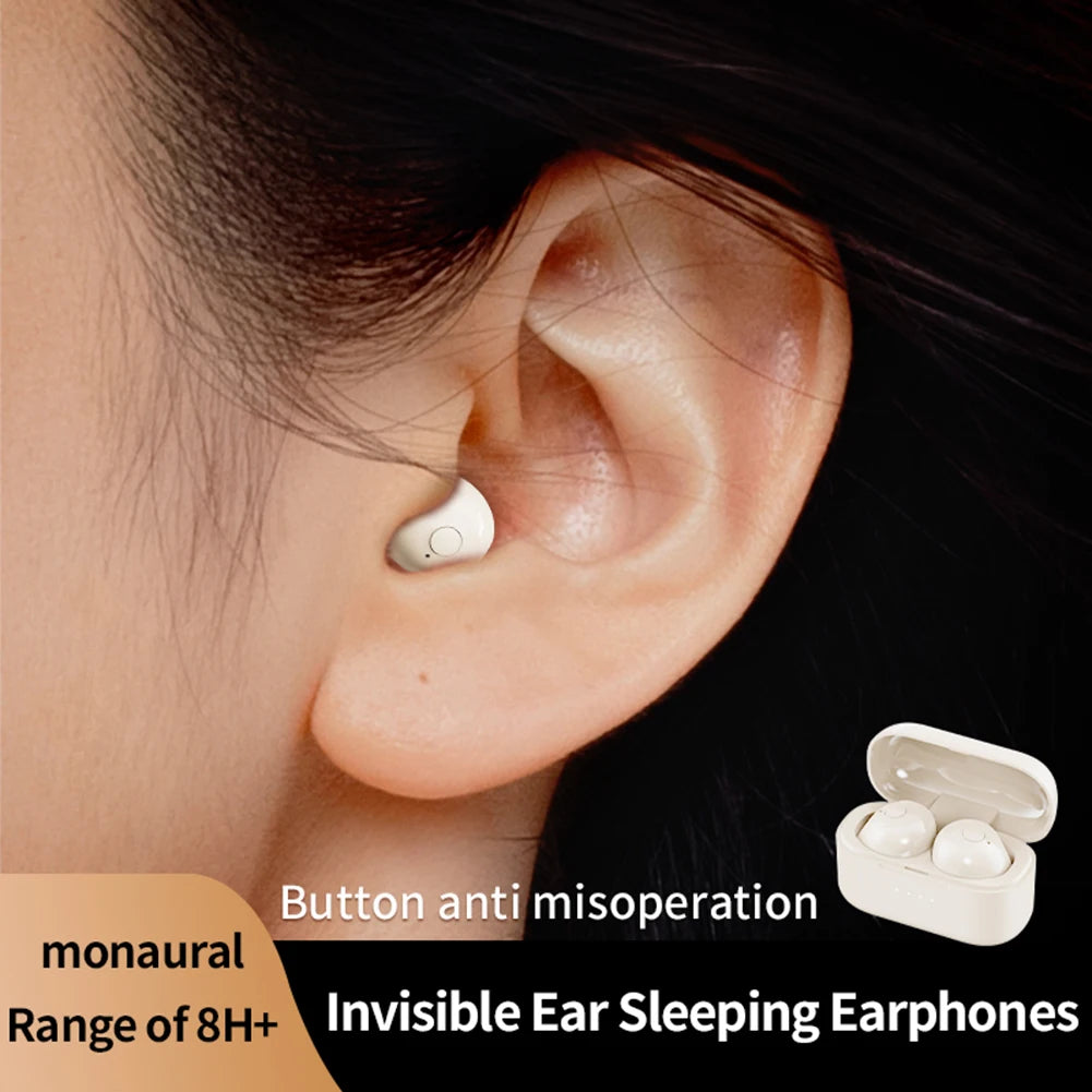 Mini Invisible Headphones Bluetooth-Compatible 5.4 Earphones Noise Reduction Tiny Discreet Hidden Earphones for Music Home Work
