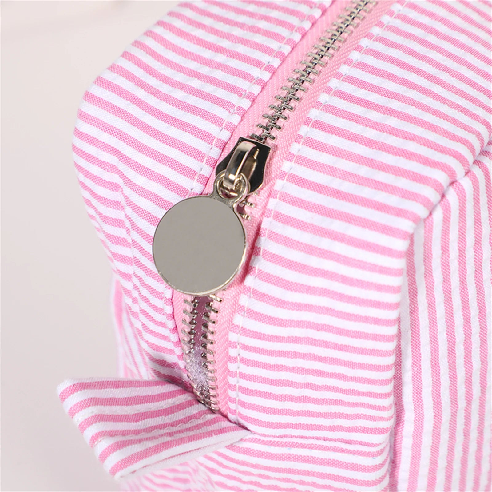 Seersucker Cosmetic Bag For Women Storage Makeup Bags Embroidery Toiletry Bag Bridesmaid Gift