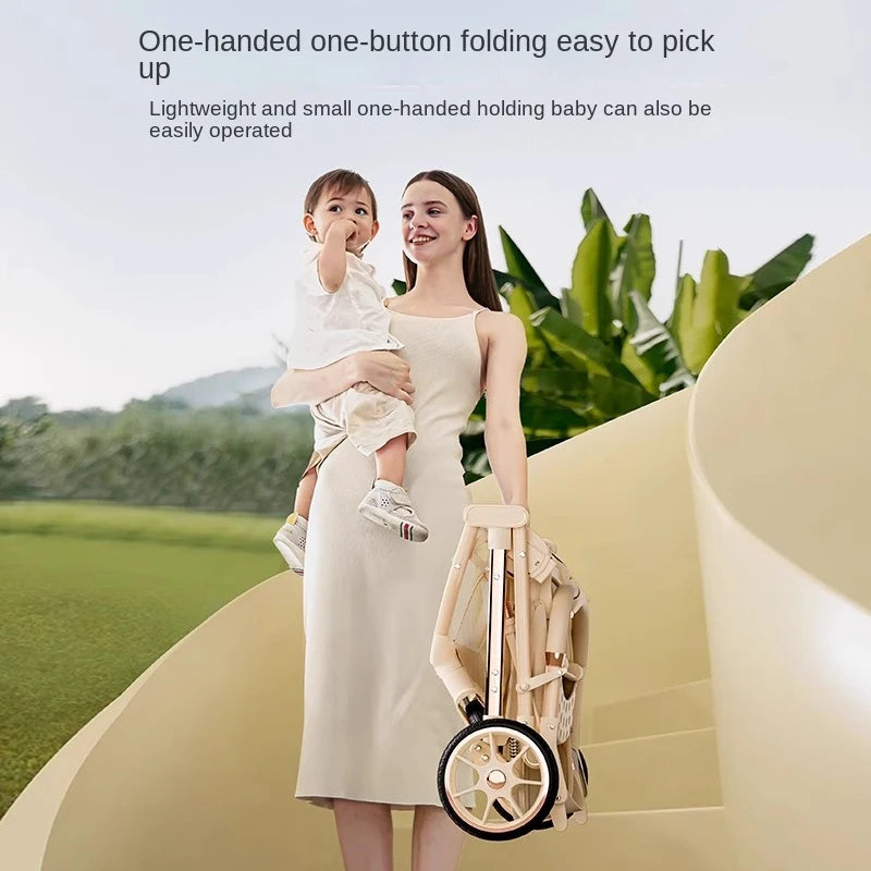Baby carrige can sit or lie down Lightweight Folding Newborn Baby High Landscape Stroller Two-way Push Anti Vibration Wheels