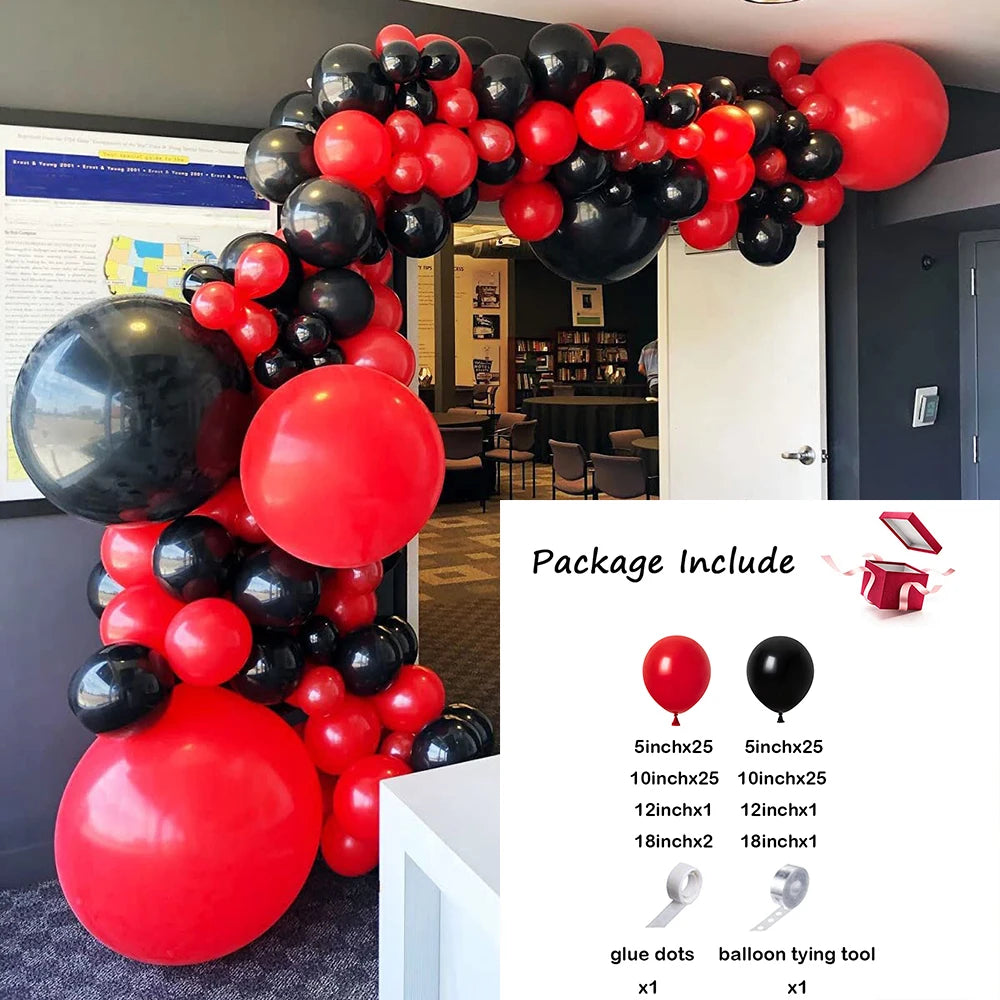 1 Set Red Black Balloons Garland Arch Kit Baby Shower Birthday Decorations Red White Black Silver Balloon Graduation Party Decor