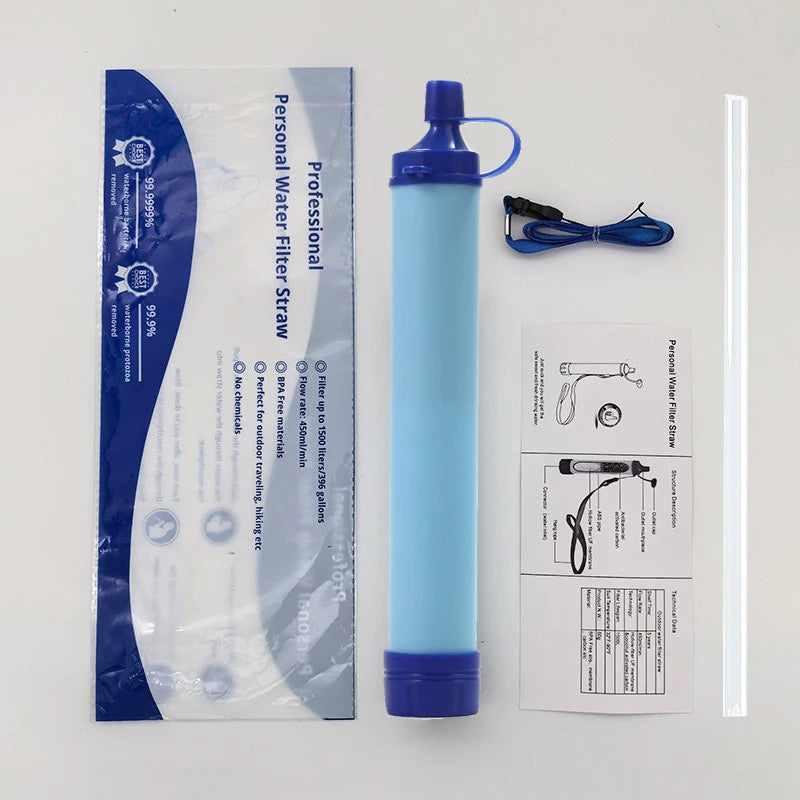396 Gallon Outdoor Personal Water Filter Ultra-Light 0.01 Micron 4-Stage Filter System Portable Water Purifier Survival Straw