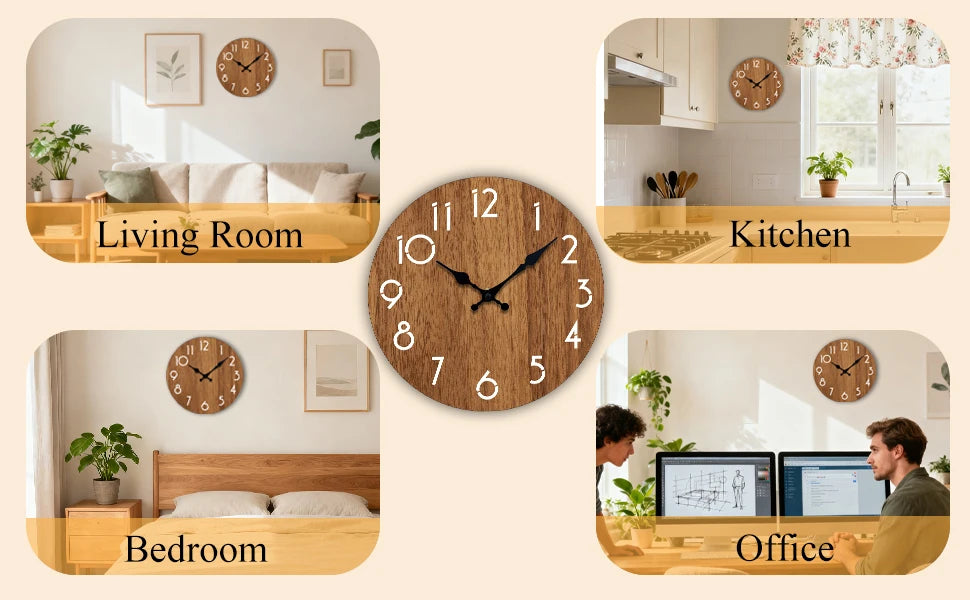 Modern Wooden Wall Clock Minimalist Decor for Living Room Bedroom Non Ticking Clock Stylish Gift for Home Decor Enthusiasts