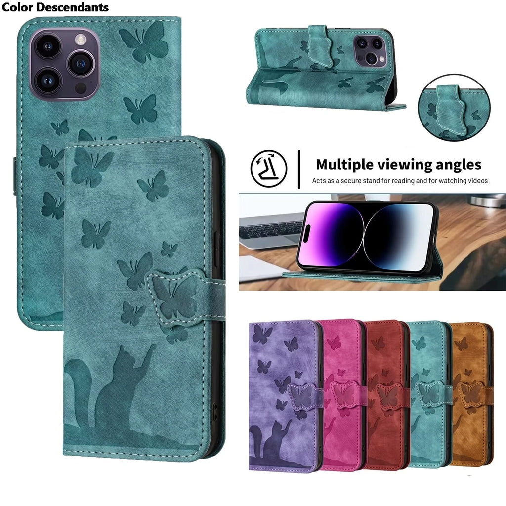 Flip Wallet Funda Butterfly Cat Holster Phone Case For Poco C65 C75 M3 M6 X3 X5 Pro NFC 4G Book Cover