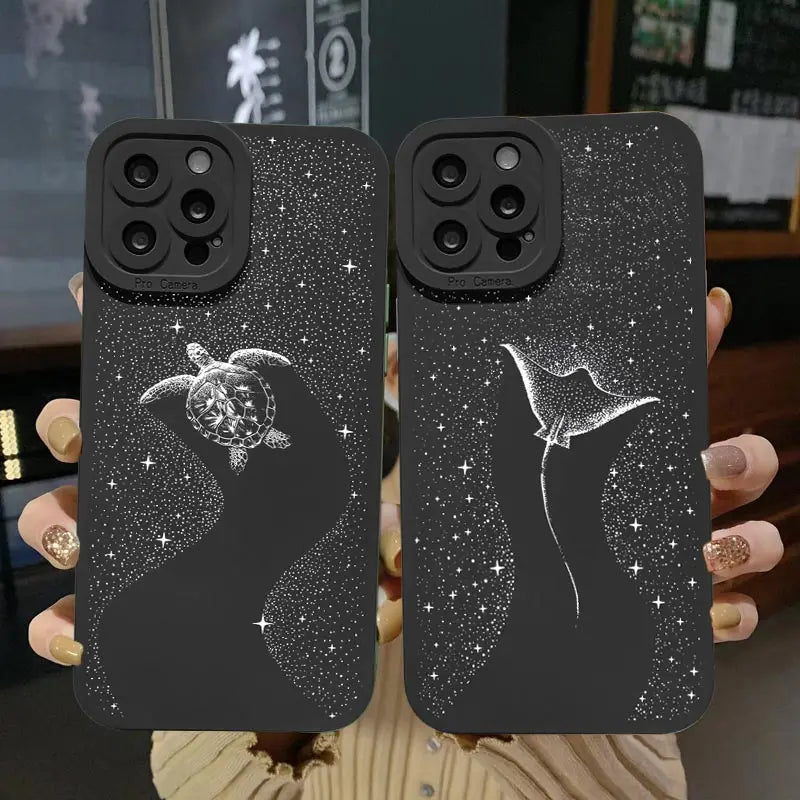 Ocean Animal Cute Dolphin Sea Turtle Dotted Painting Phone Case For iPhone 14 11 12 13 Pro Max 7 8 Plus X XR XS Silicone Covers