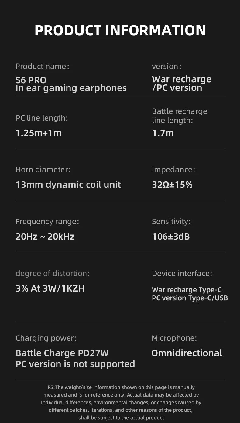 PIVA S6 Pro 13mm Virtual 7.1 Gaming Earphones Type-C 27W PD Fast Charge Built-in Sound Card App for Independent Tuning