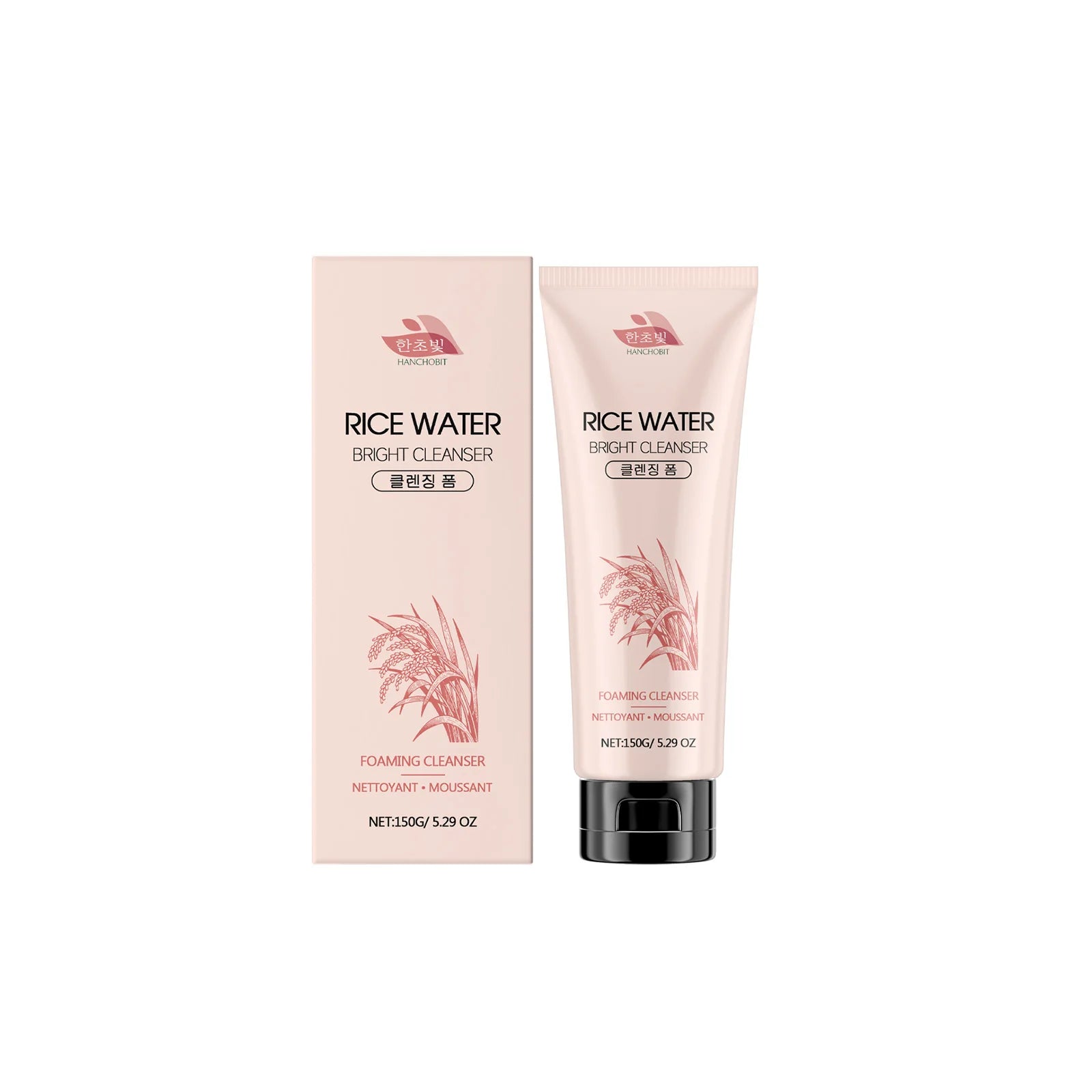 Rice Water Foam Facial Cleanser Deep Cleaning Skin Oil Control Moisturizing Brightening Shrink Pores Facial Cleanser Foam 150ml