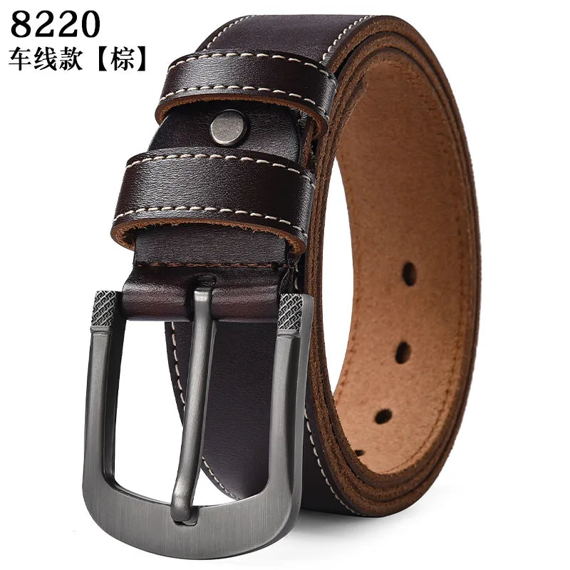 Large Size 105-140 150 160 170cm Genuine Leather Jeans Belt 3.8CM Cowhide Copper Buckle Waistband Casual Luxury Male Strap Cinto