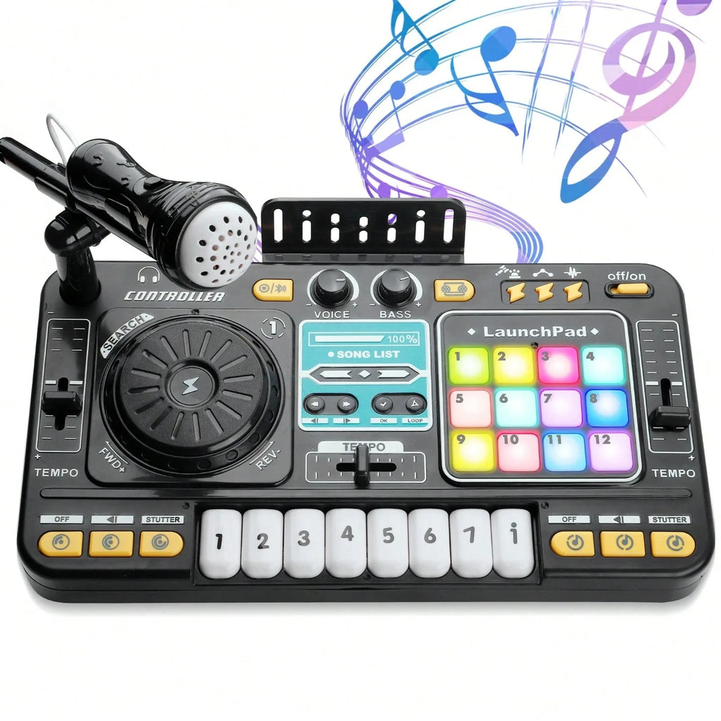 DJ Mixer for Kids, Toddler DJ Mixing Table with DJ Turntable, Game Mode, Light & Speed Control and Microphone, Gifts for 3 4 5 6