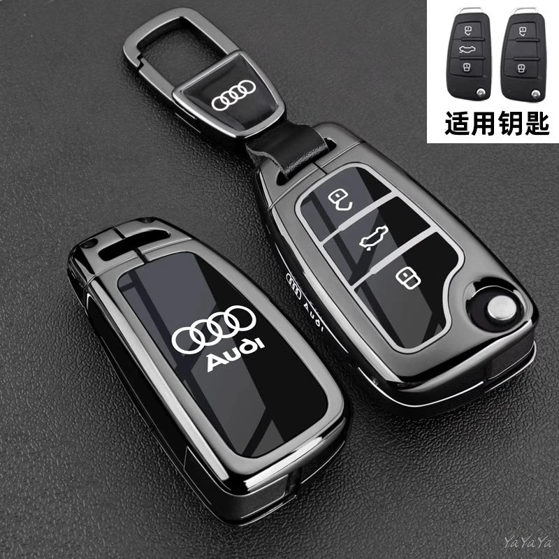 3 Button Metal Car Key Case Cover Key Protect Shell For Audi A3 A4 Q3 Q5 TT A1 A4L A5 Q5L Q7 A6L A7 A8L A6 S3 S4 RS5 RS Sticker