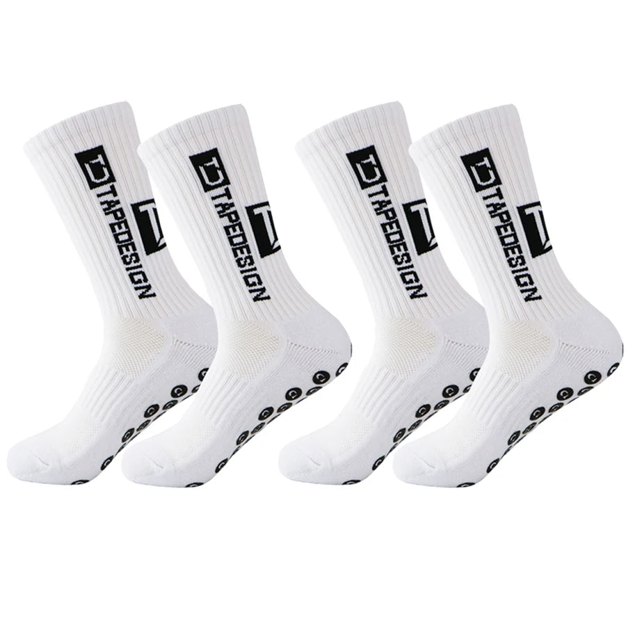2 pairs  Football socks, men's mid length sports socks, running socks, anti slip thick towel bottom, wear-resistant