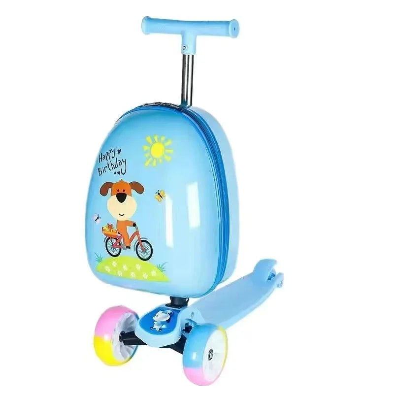 2025 New kids Scooter luggage,skateboard suitcase on wheels,children's gift,Cute Cartoon small trolley case,rolling luggage bag