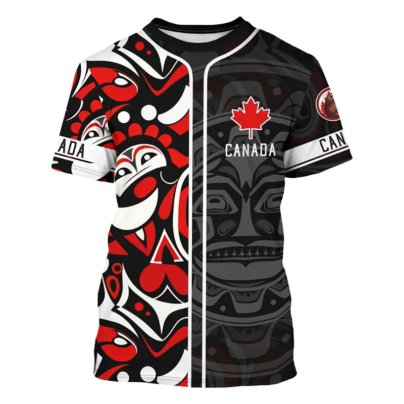 2025 Fashion New Canada T-shirt Men's Clothing Harajuku Street Fashion T Shirts 3D Print Maple Leaf Deer Pattern Popular Tee Top
