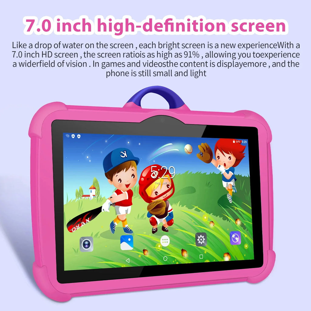 New Cartoon Pattern Kids Tablet 7.0 Inch Quad Core 4GB RAM 64GB ROM Android 13 Learning Education Games Tablets Children's Gifts