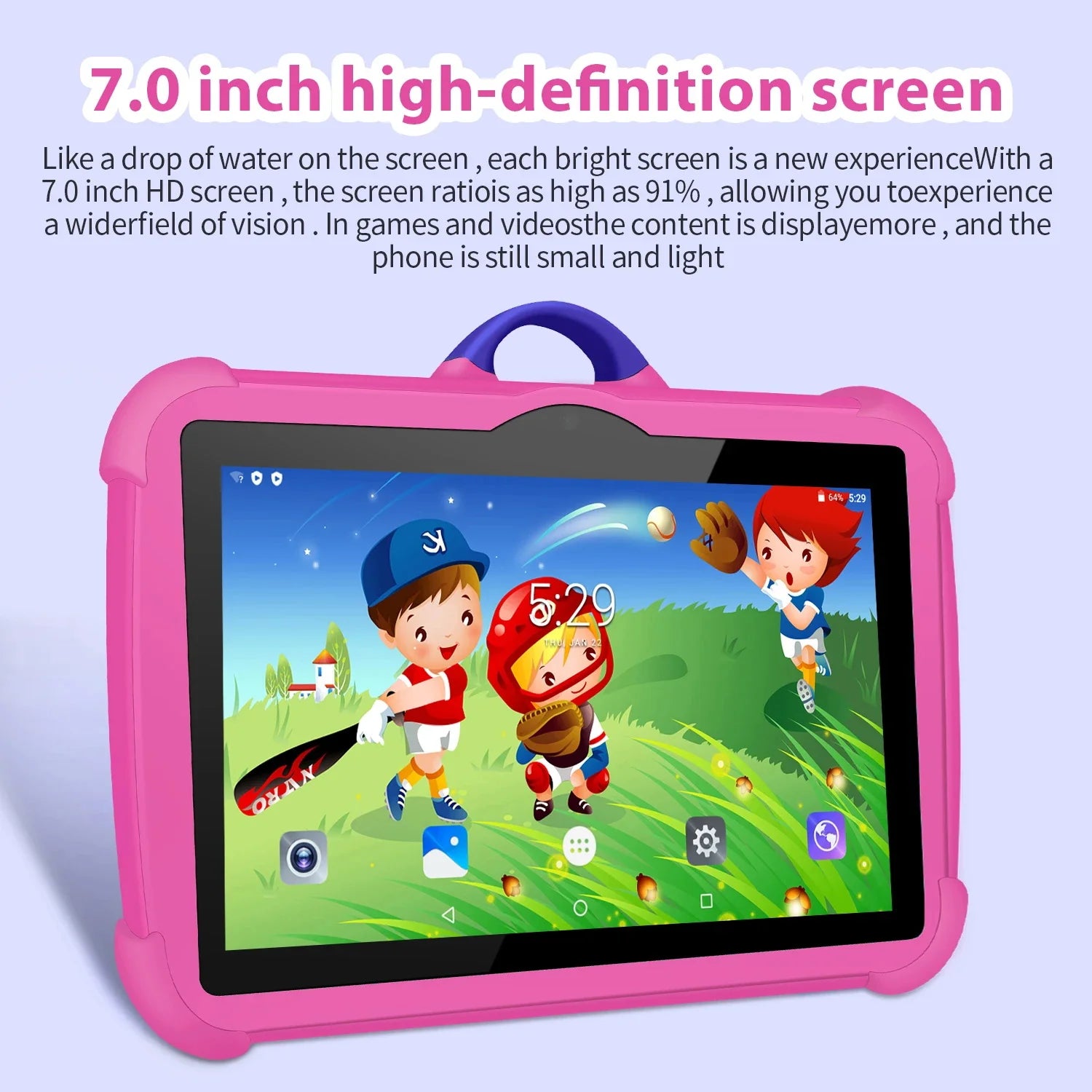 New Cartoon Pattern Kids Tablet 7.0 Inch Quad Core 4GB RAM 64GB ROM Android 13 Learning Education Games Tablets Children's Gifts