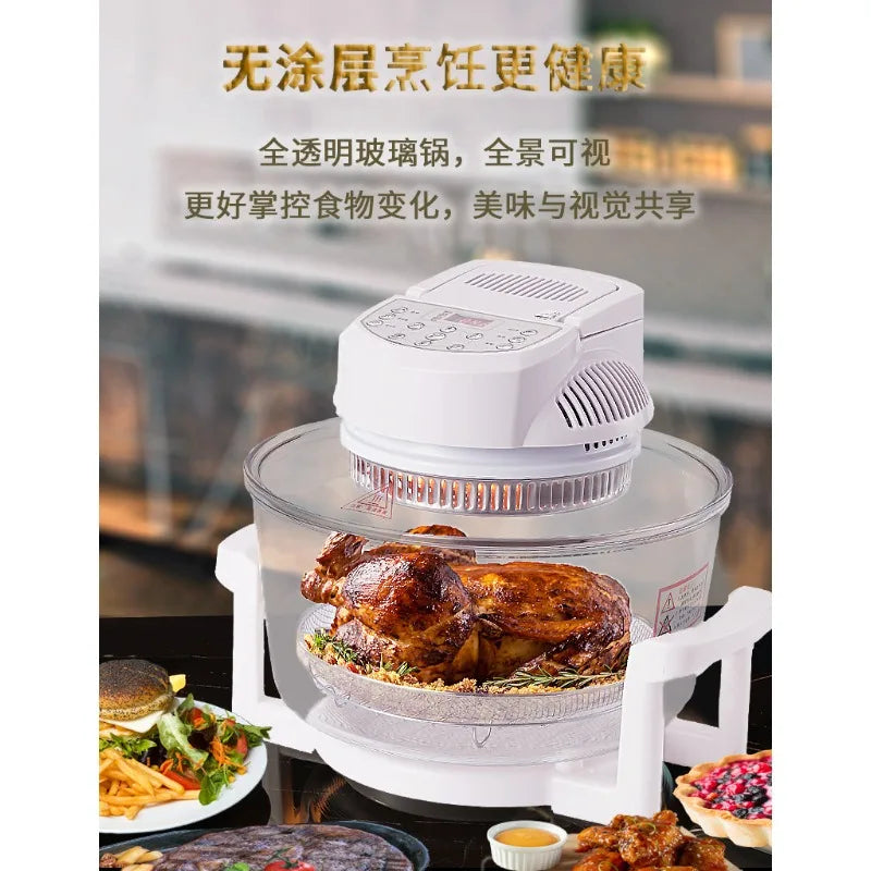 Transparent Air Fryer Oven - 12L Digital Halogen Convection Turbo Flavor Wave with Glass Bowl