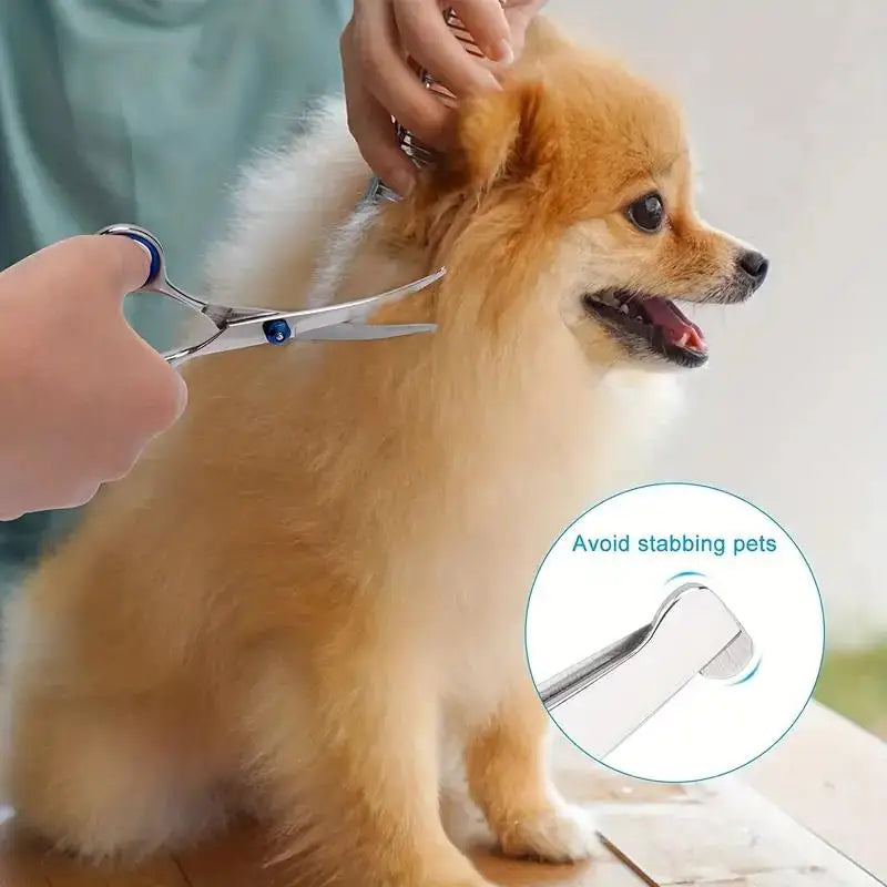 4pcs Pet Safe Scissors - Ambidextrous Stainless Steel Dog Grooming Shears with Safe, Round Head for Precision Trimming