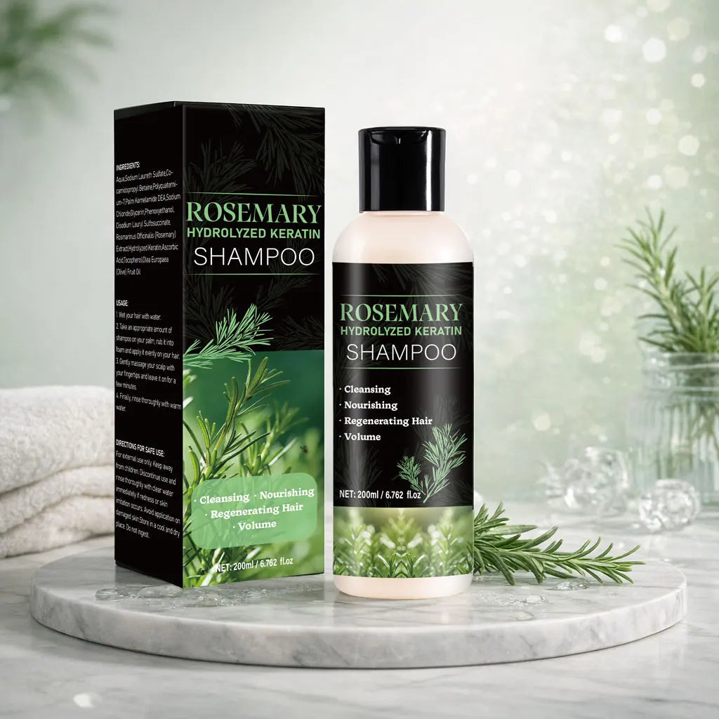 200ml Organic Rosemary  Shampoo Hair Growth for Women and Men,Natural Thickening & Strengthening Shampoo with Hydrolyzed Keratin