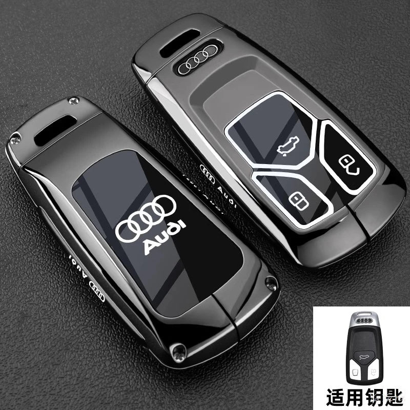 3 Button Metal Car Key Case Cover Key Protect Shell For Audi A3 A4 Q3 Q5 TT A1 A4L A5 Q5L Q7 A6L A7 A8L A6 S3 S4 RS5 RS Sticker