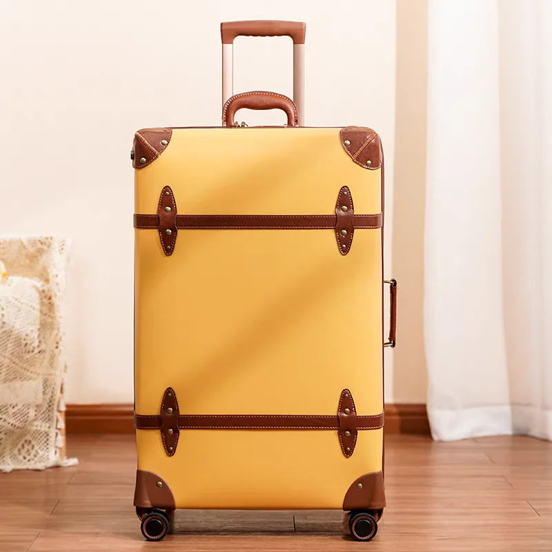 2025 New Vintage Luggage Set 20 inch Boarding Box 28 Inch Large Capacity Suitcase 14'' Cosmetic Case PP+PU Rolling Luggage