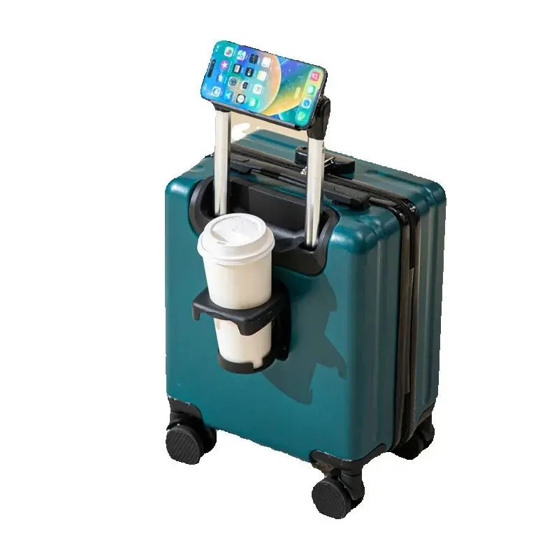 Air Travel Suitcases on Wheels With Cup Holder Carry-on Suitcase for Flight Traveling Box Luggage Trolley Small Valise De Voyage