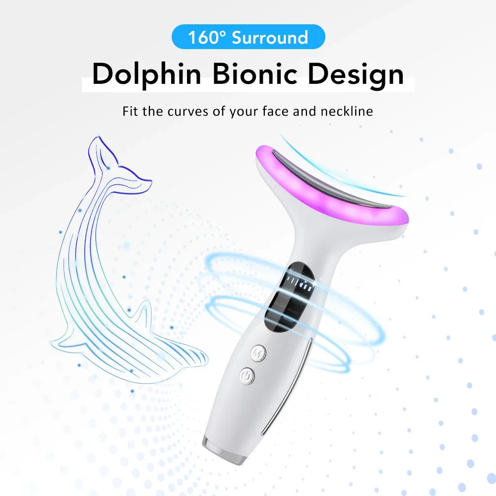 Neck Massager EMS Facial Lift 7 Light Modes Electric Skin Tightening Device LED Photon Therapy Beauty Instrument Anti Wrinkle