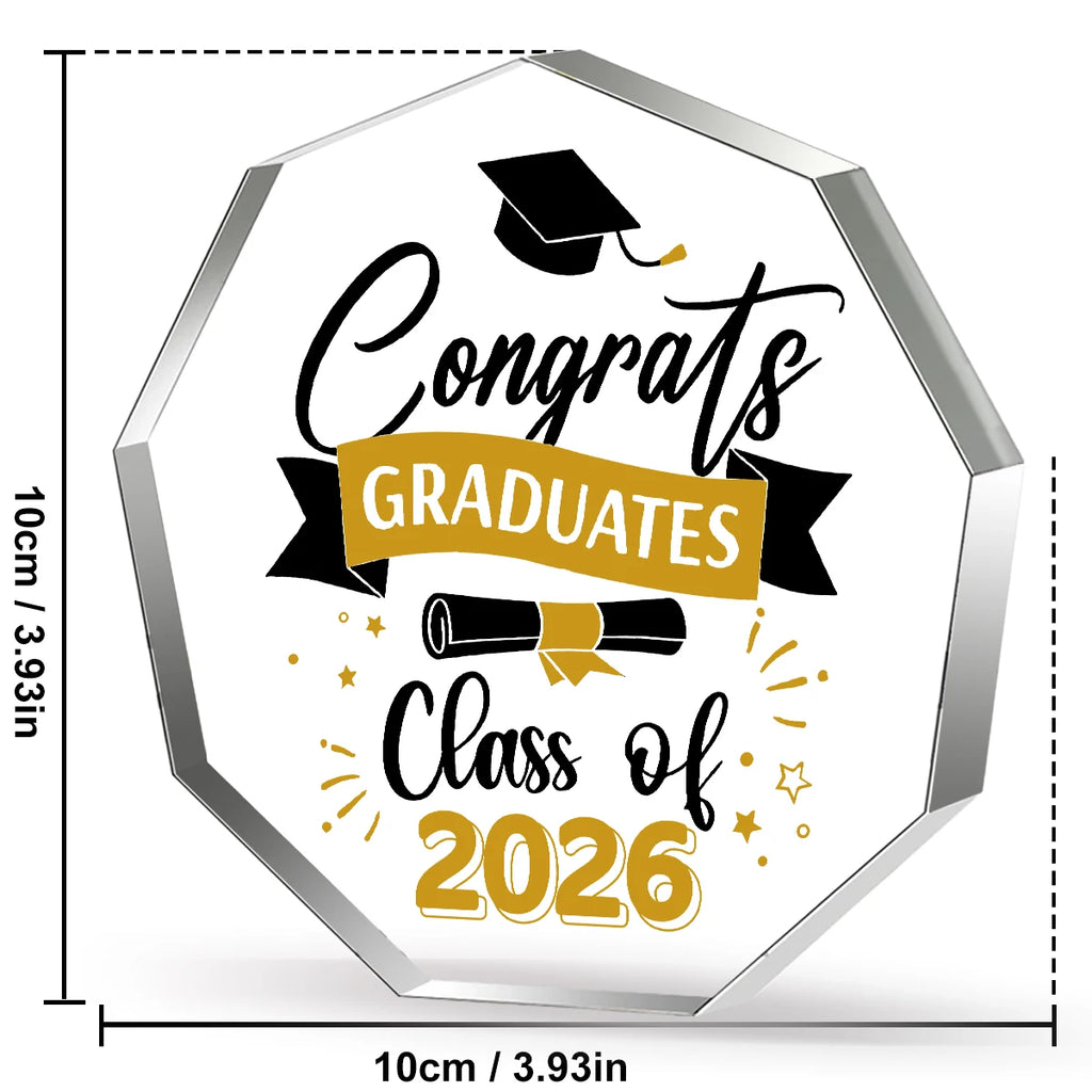 2026 Graduation Keepsake-Acrylic Desk Ornament for College & High School Grads,No Batteries Required,Feather-Free Party Supplies