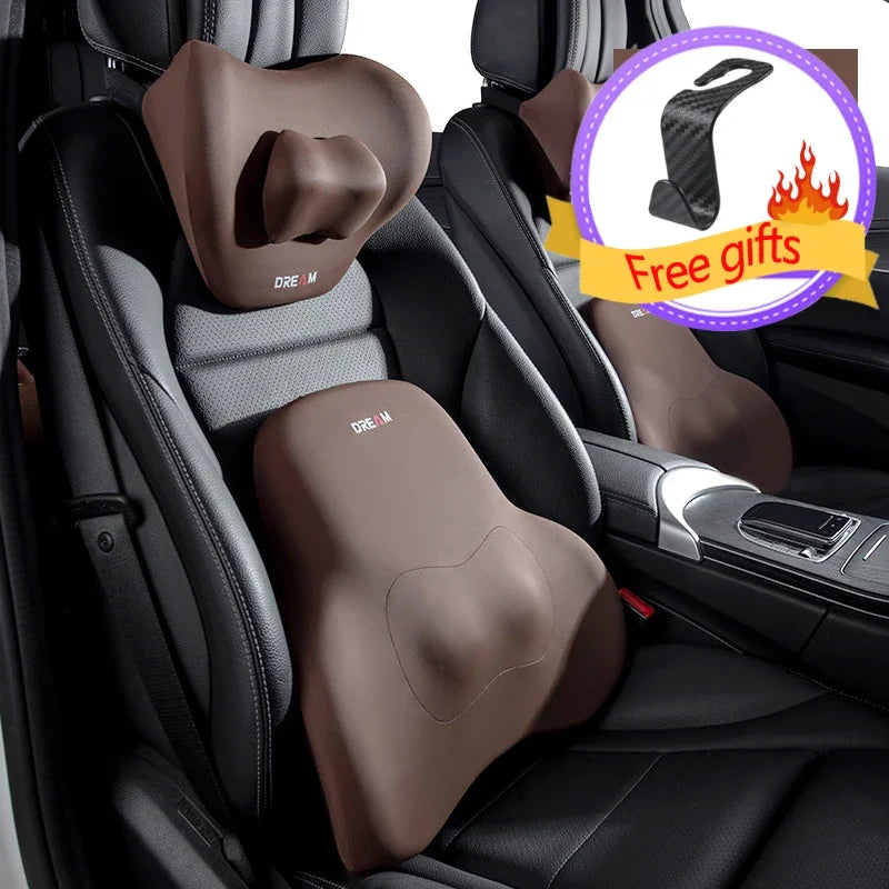 Car Seat Pillow Adjustable Neck Pillow Lumbar Support Pad Breathable Memory Foam Slow Rebound Pillow Universal Lumbar Cushion