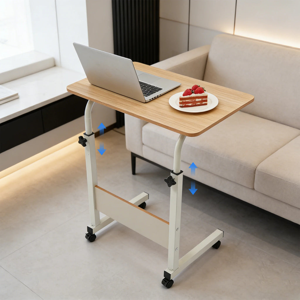Freestanding Mobile Laptop Desk with Wheels, Adjustable Computer Desk, Load-bearing Capacity about 33.07 Lbs