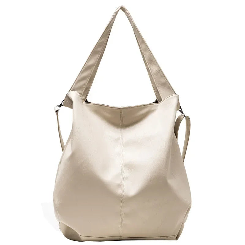 Fashion Big Leather Tote Bag For Women Large Capacity Retro Shoulder Bags Soft Leather Crossbody Handbags Large Lady Shopper Bag