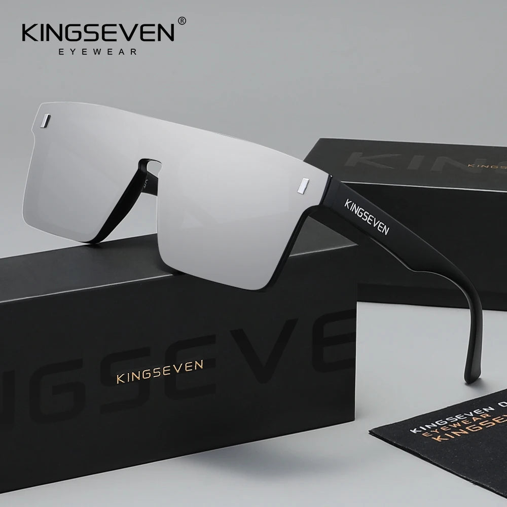 KINGSEVEN Sunglasses Men Women Anti-Glare Polarized UV400 Fashion Glasses Outdoor Diving Rimeless Square Large Eyewear Frames