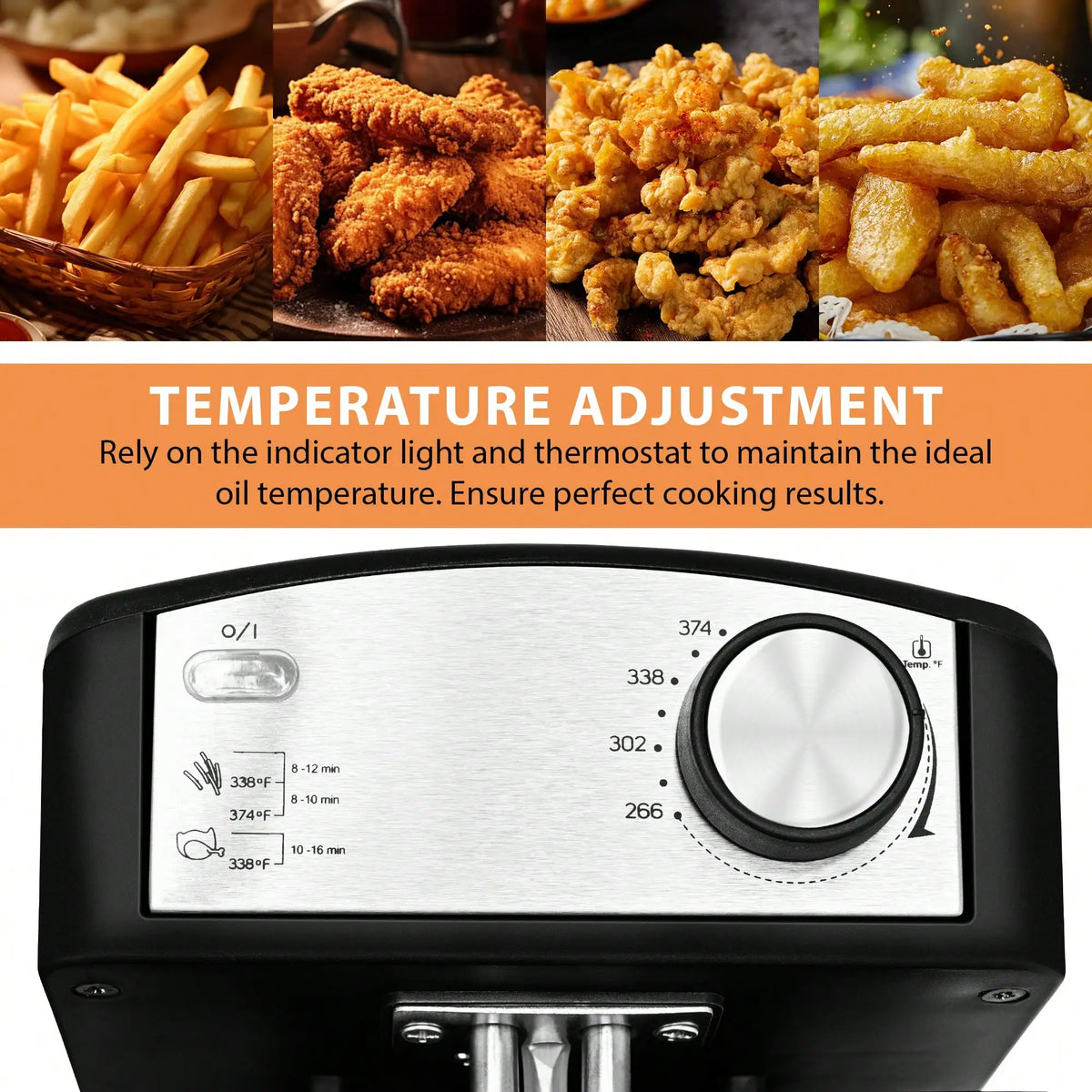 1500W Home Deep Fryer, 2.5L 304 Stainless Steel Oil Pot with Basket, Adjustable Temperature Control & Removable Lid, Easy Clean Electric Fryer, Great Gift for Cooking Lovers