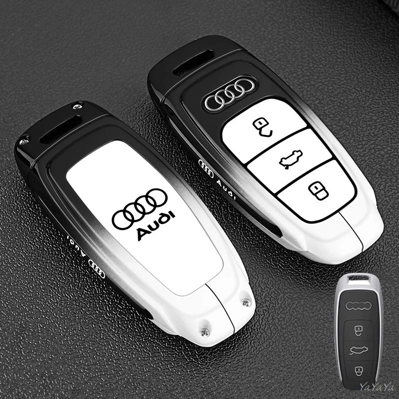 3 Button Metal Car Key Case Cover Key Protect Shell For Audi A3 A4 Q3 Q5 TT A1 A4L A5 Q5L Q7 A6L A7 A8L A6 S3 S4 RS5 RS Sticker