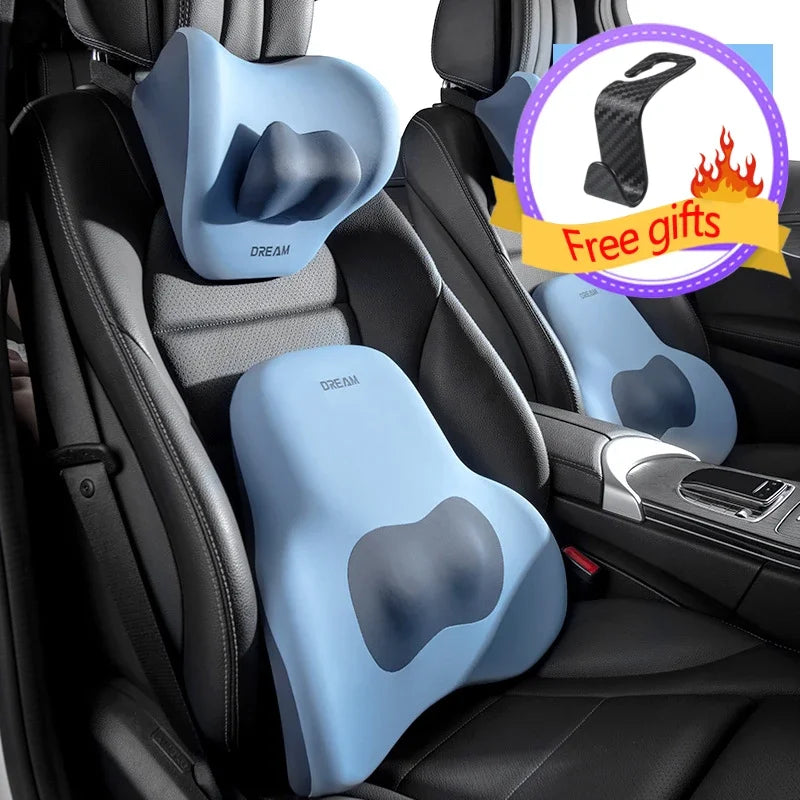 Car Seat Pillow Adjustable Neck Pillow Lumbar Support Pad Breathable Memory Foam Slow Rebound Pillow Universal Lumbar Cushion