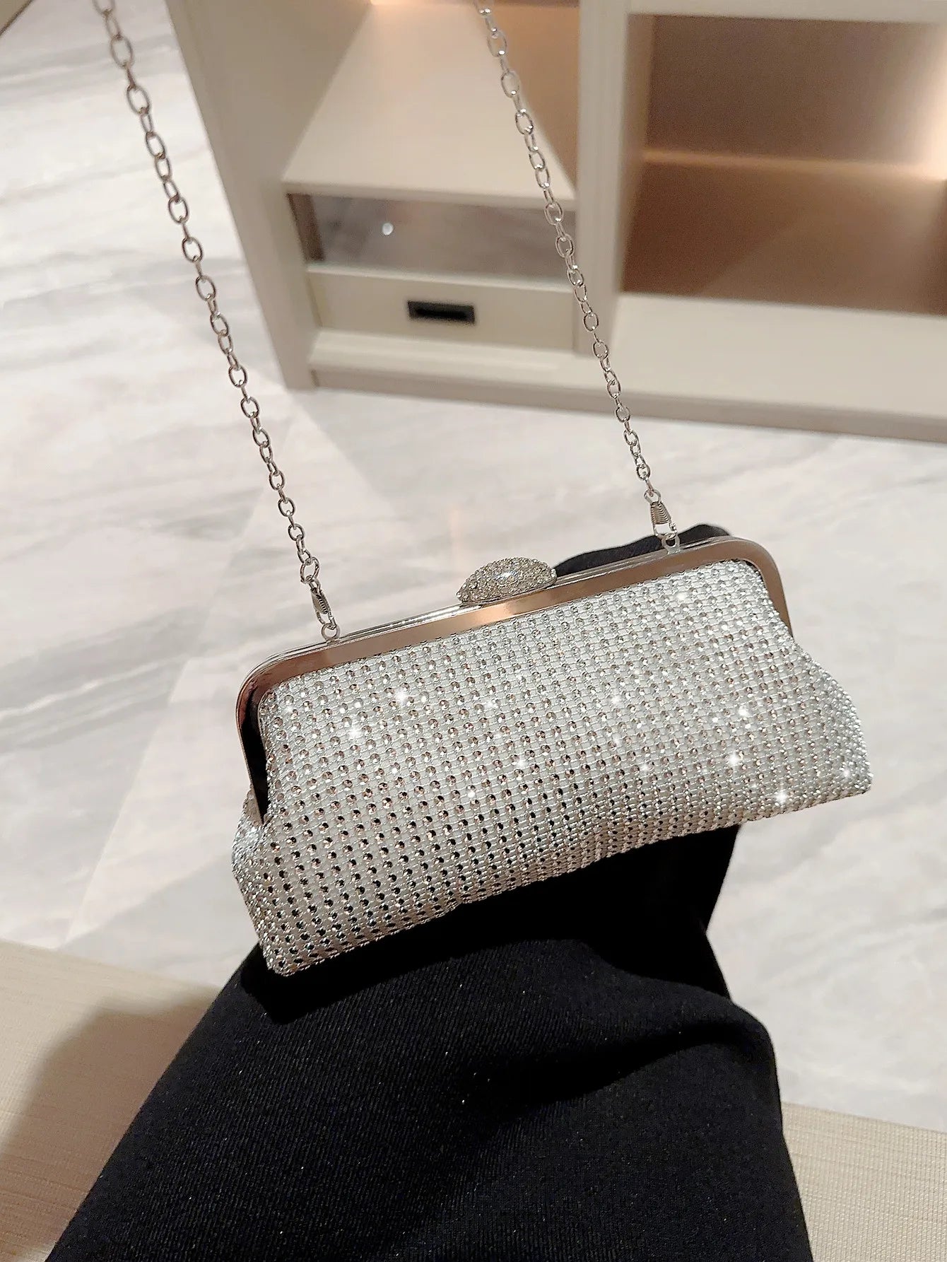 Women's Fashion Shiny Rhinestone Evening Bag Clutch Bag Party Bag Prom Bag Evening Bag Dress Bag Chain Bag